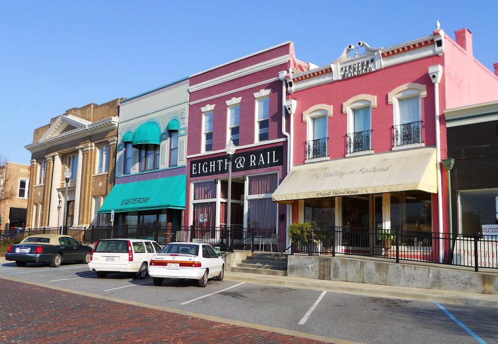 Historic downtown in Opelika, Alabama